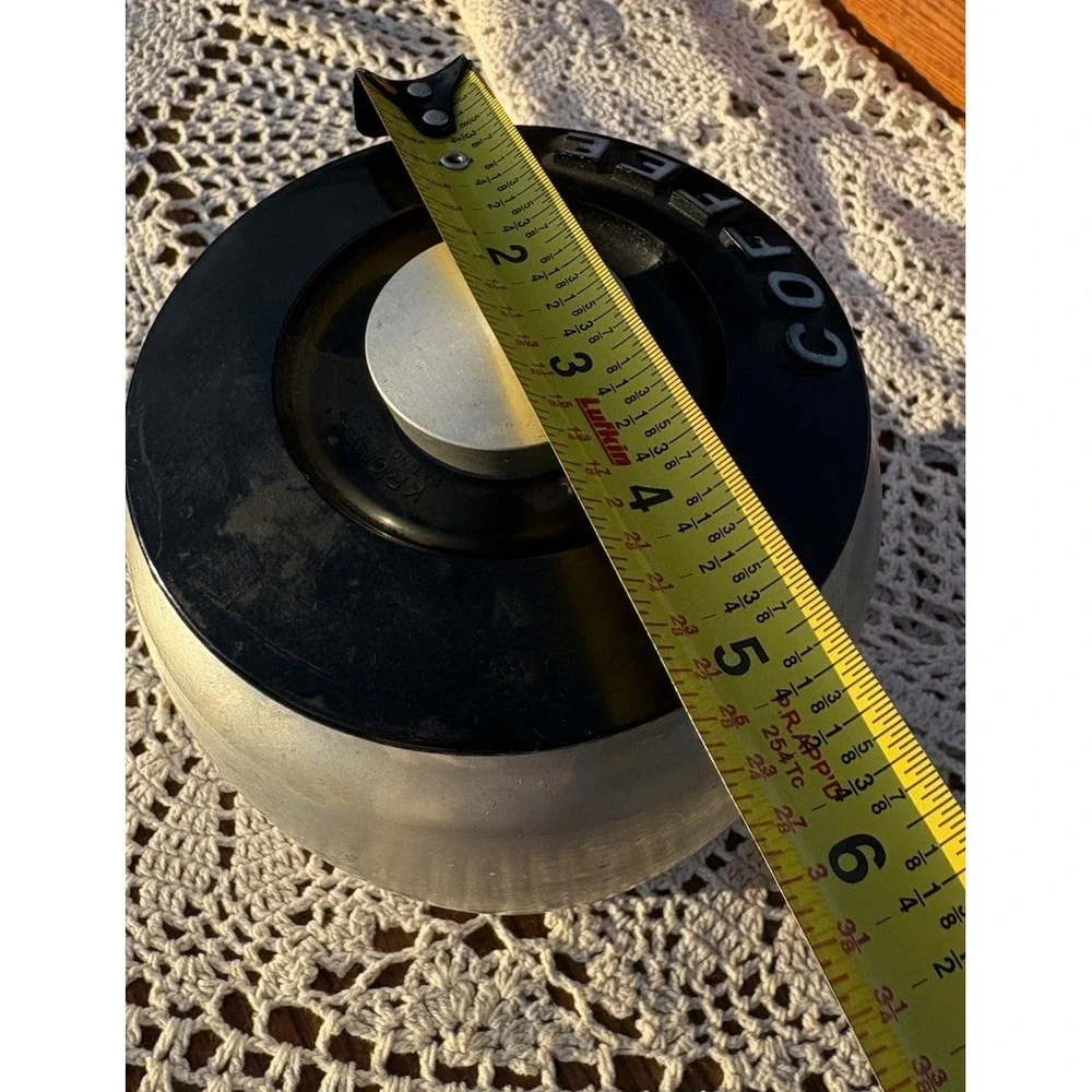 Vintage Kromex Spun Aluminum Coffee Canister With Black Plastic Lid Retro 50's